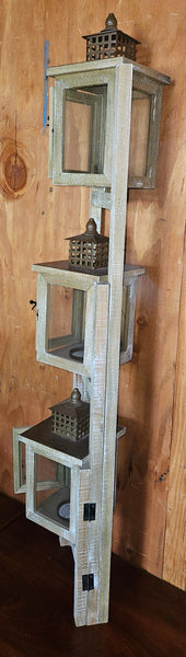 Unique Triple Tower Wood Folding Home Decor Lantern Stand