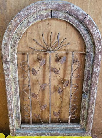 Large Wood & Wrought Iron Rustic Sun Architectural Wall Hanging