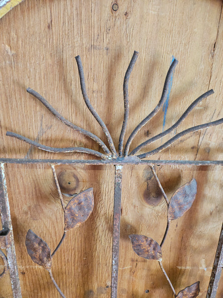 Large Wood & Wrought Iron Rustic Sun Architectural Wall Hanging