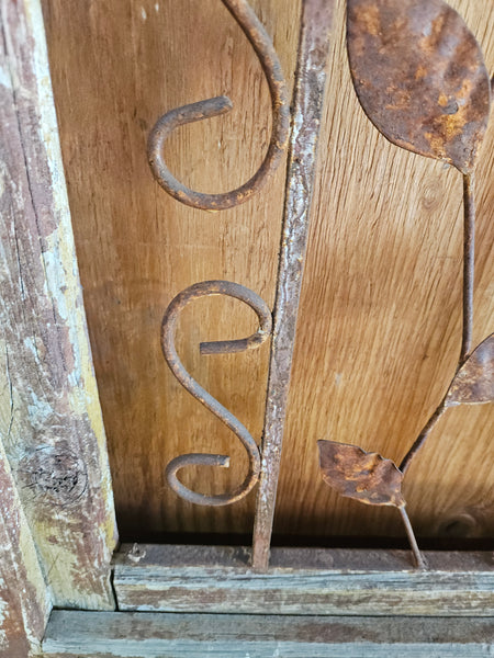 Large Wood & Wrought Iron Rustic Sun Architectural Wall Hanging