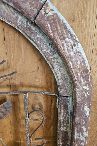 Large Wood & Wrought Iron Rustic Sun Architectural Wall Hanging