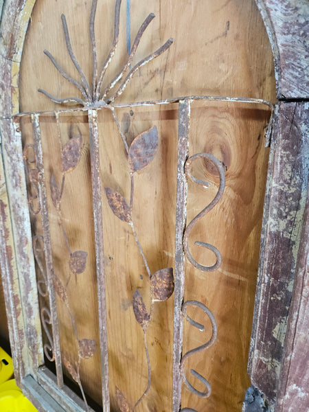 Large Wood & Wrought Iron Rustic Sun Architectural Wall Hanging