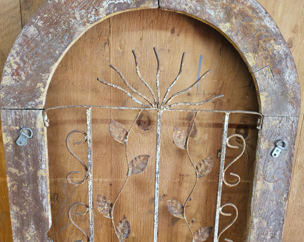 Large Wood & Wrought Iron Rustic Sun Architectural Wall Hanging
