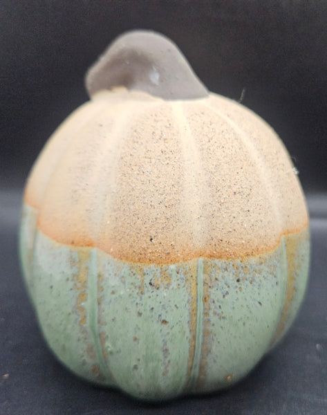 Set of 3 Ceramic Teal & Tan Pumpkin & Gourds