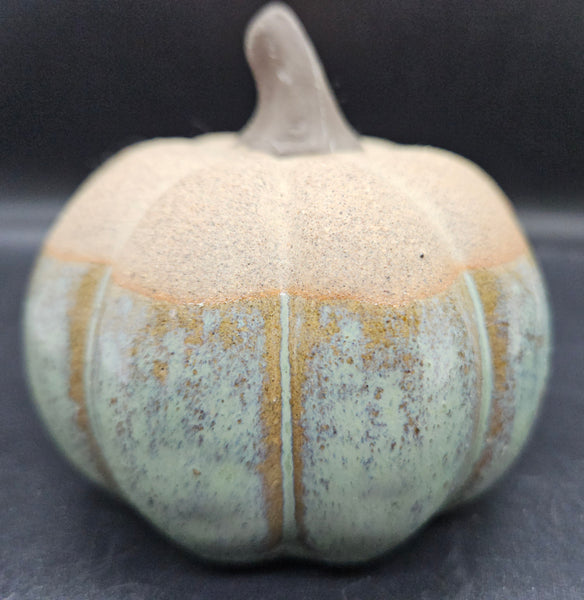 Set of 3 Ceramic Teal & Tan Pumpkin & Gourds