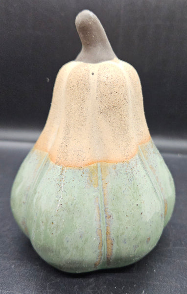 Set of 3 Ceramic Teal & Tan Pumpkin & Gourds