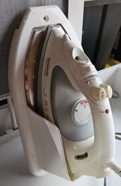 Set of 3 ~ ROWENTA German Power Press Iron, Mounted Wall Iron Holder & Fold Out Wall Ironing Board