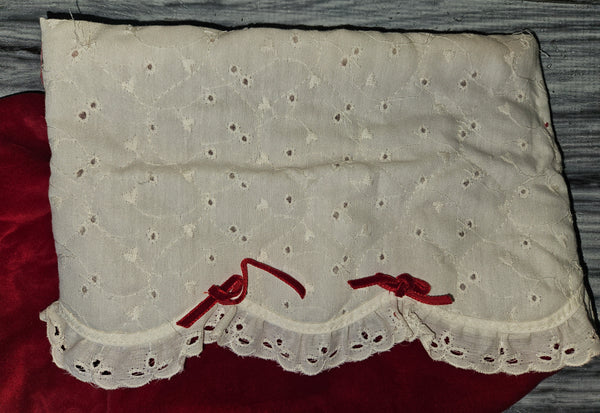 Vintage 20" Red & Eyelet White Trim Christmas Stocking