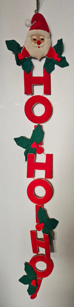 Vintage HO HO HO Santa Wall Hanging