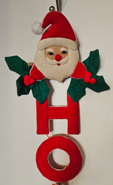 Vintage HO HO HO Santa Wall Hanging