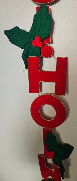Vintage HO HO HO Santa Wall Hanging