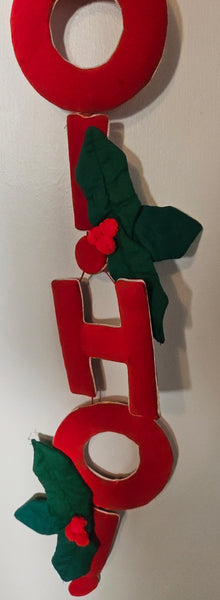 Vintage HO HO HO Santa Wall Hanging