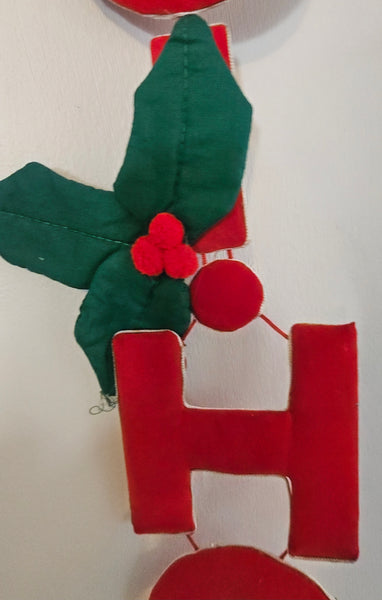 Vintage HO HO HO Santa Wall Hanging