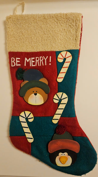 Be Merry Wood Ornament Christmas Stocking