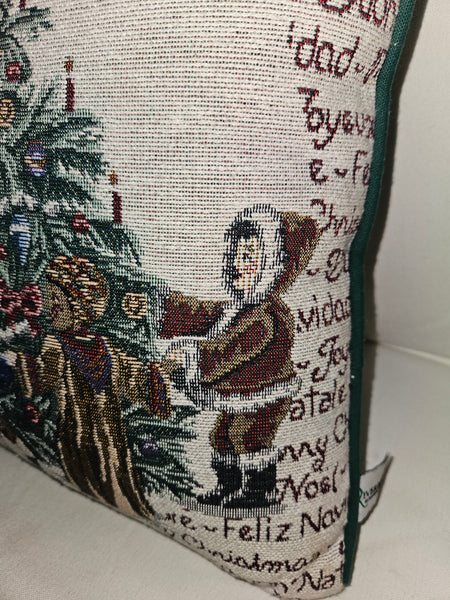 Vintage RIVERDALE 16" x 16" Needlepoint Christmas Tree Pillow