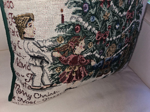 Vintage RIVERDALE 16" x 16" Needlepoint Christmas Tree Pillow