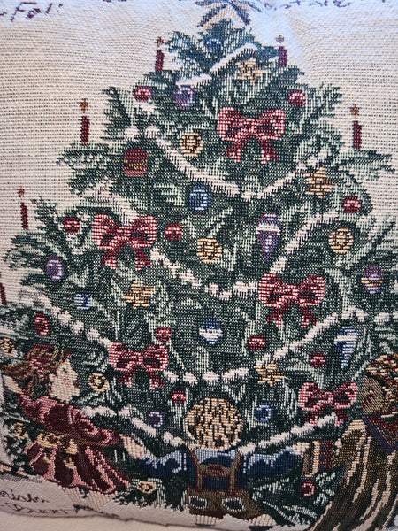 Vintage RIVERDALE 16" x 16" Needlepoint Christmas Tree Pillow
