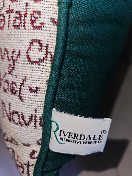 Vintage RIVERDALE 16" x 16" Needlepoint Christmas Tree Pillow