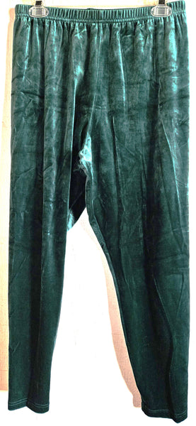 Women’s Large PARTNERS Green Velour Elastic Waist Pull On Pants Soft Comfy Lounge