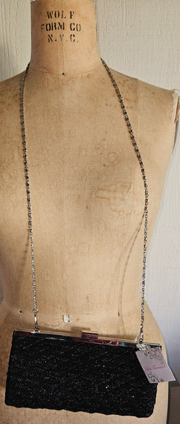 Brand New LULU TOWNSEND Black Sparkle Clutch Purse Evening Bag Formal Elegant