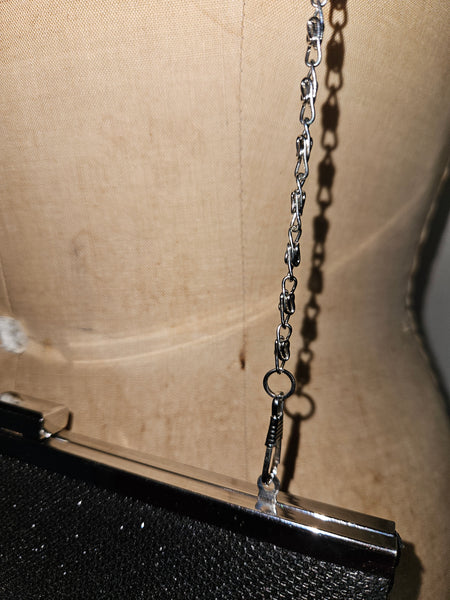 Brand New LULU TOWNSEND Black Sparkle Clutch Purse Evening Bag Formal Elegant