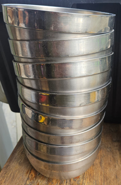 Set of 8 Stainless Steel 7" Bowls