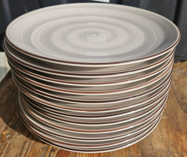 Lot of 12 Gray Swirl ITI Rotana 10 1/4" Stoneware Dinner Plates