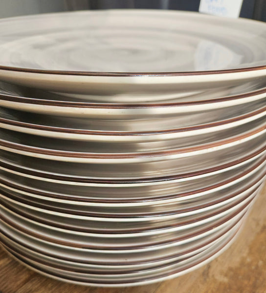 Lot of 12 Gray Swirl ITI Rotana 10 1/4" Stoneware Dinner Plates