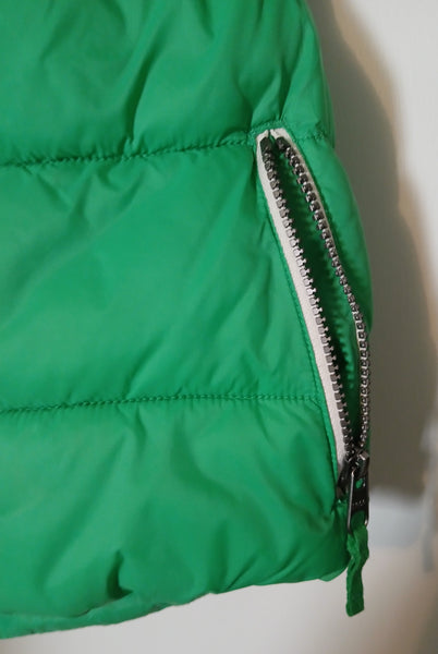 Boys Size 7/8 H&M L.O.G.G Green Hooded Sleeveless Puffer Vest Jacket Zip Pockets