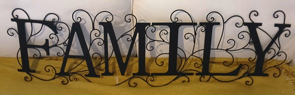 Extra large black metal Family sign wall art modern farmhouse home accent decor
