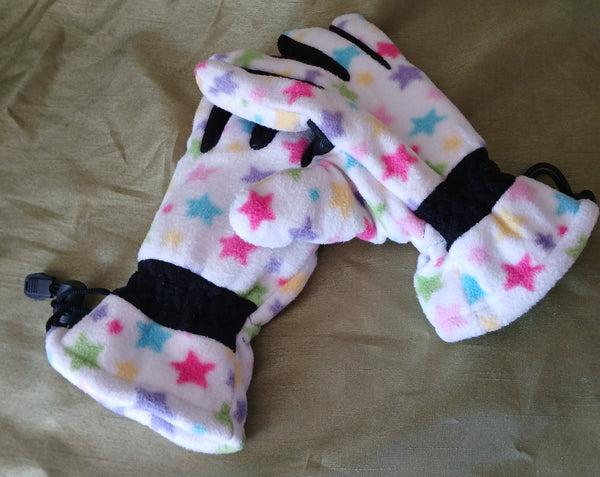 Womens M/L Bright Star Print Winter Gloves Colorful Soft Warm Accessory Set