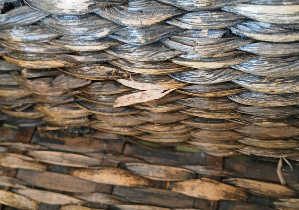 Set of 2 Dark Brown Baskets with Cutout Handles for Shelves, Pantry, Entryway Use