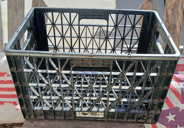 Black Milk Crate Heavy Duty Stackable Utility Bin Can Be Used as Bike Basket