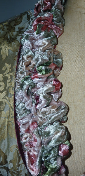 Women's Medium Vintage Goody Goody California Silk Blend Brocade Duster Coat w/ Gold Floral Trim