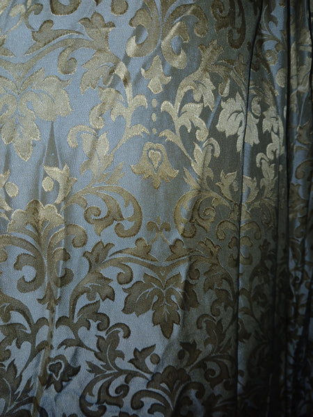 Women's Medium Vintage Goody Goody California Silk Blend Brocade Duster Coat w/ Gold Floral Trim