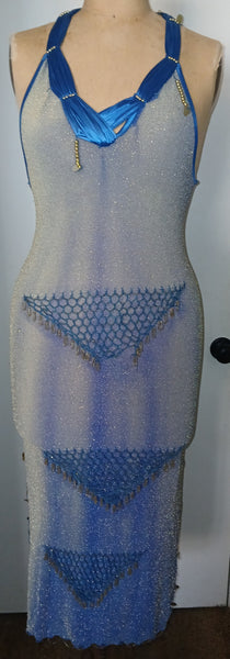 Blue Vintage Netted Sequence Dress (Has flaws)