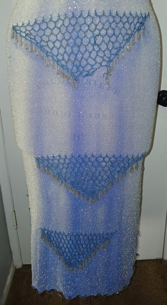 Blue Vintage Netted Sequence Dress (Has flaws)
