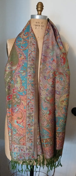 Multi-color Shimmery Paisley Shawl w/ Fringe