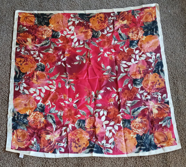 Multi-color Silky Square Floral Handkerchief