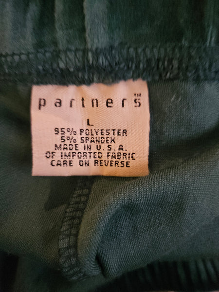Women’s Large PARTNERS Green Velour Elastic Waist Pull On Pants Soft Comfy Lounge