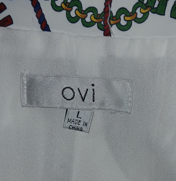OVI Large Blue, Gold & White Sleeveless Roman Print Jacket Vest