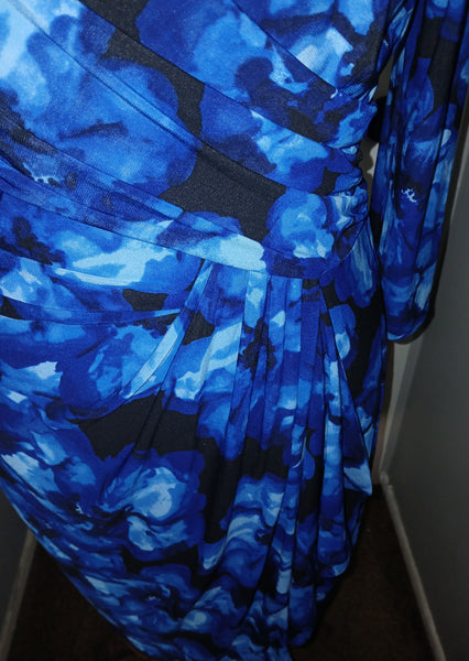 Women's XL Brand New CHAPS Blue & Black Floral Dress