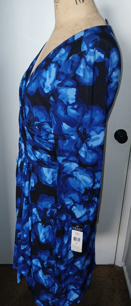 Women's XL Brand New CHAPS Blue & Black Floral Dress
