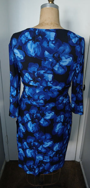 Women's XL Brand New CHAPS Blue & Black Floral Dress