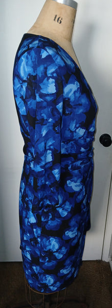 Women's XL Brand New CHAPS Blue & Black Floral Dress