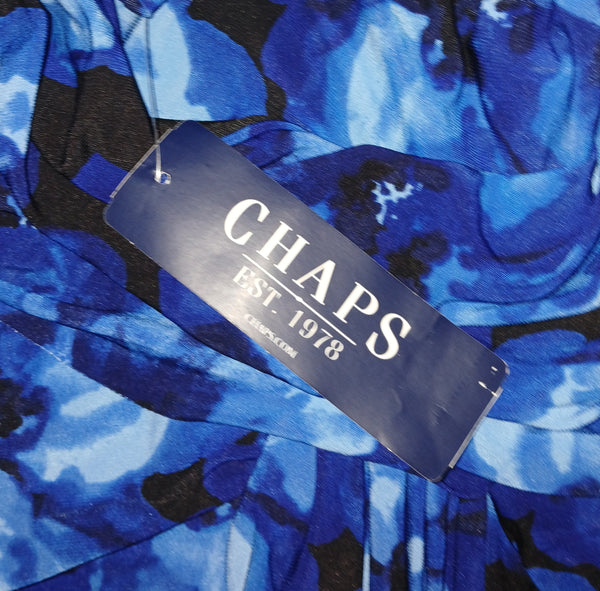 Women's XL Brand New CHAPS Blue & Black Floral Dress