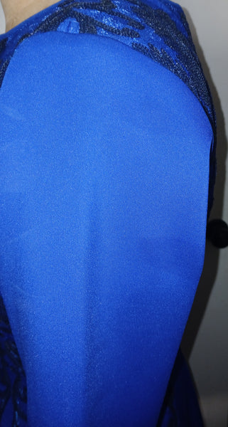 Women's Large TADASHI SHOJI Blue Embroidered Shimmer Dress