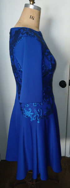 Women's Large TADASHI SHOJI Blue Embroidered Shimmer Dress