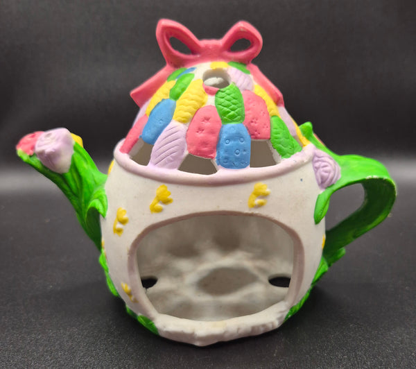 Colorful Easter Themed Poreclion Teapot Candle Holder