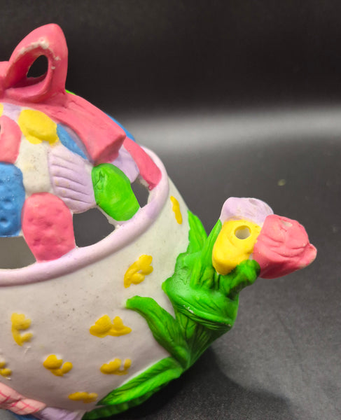 Colorful Easter Themed Poreclion Teapot Candle Holder